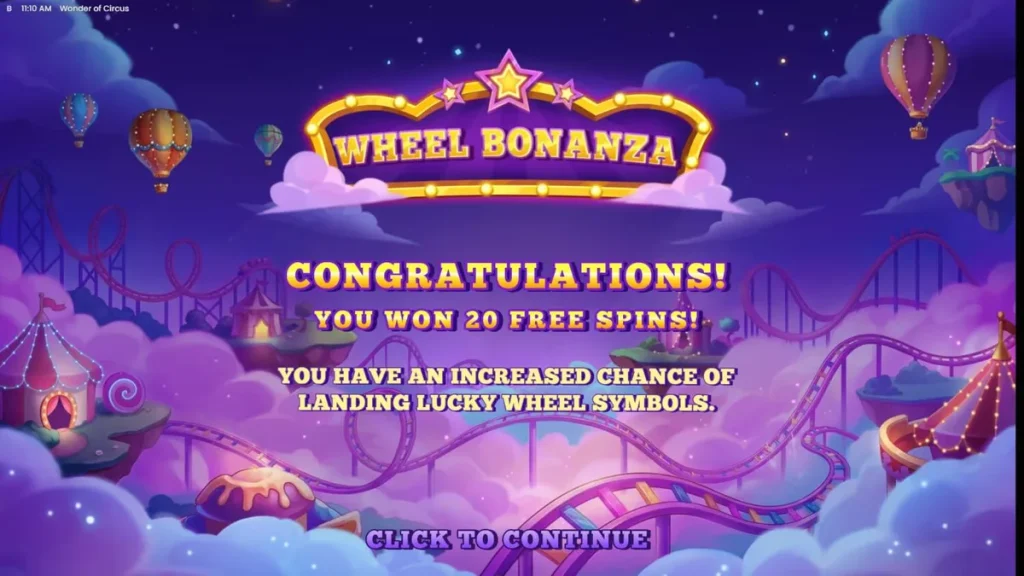 Interface do jogo Wonder of Circus em um smartphone